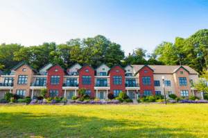 Townhouses on a sunny day.