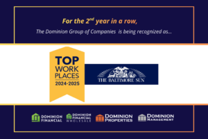 Dominion Group of companies wins 2025 Baltimore Sun Top Workplace Award.